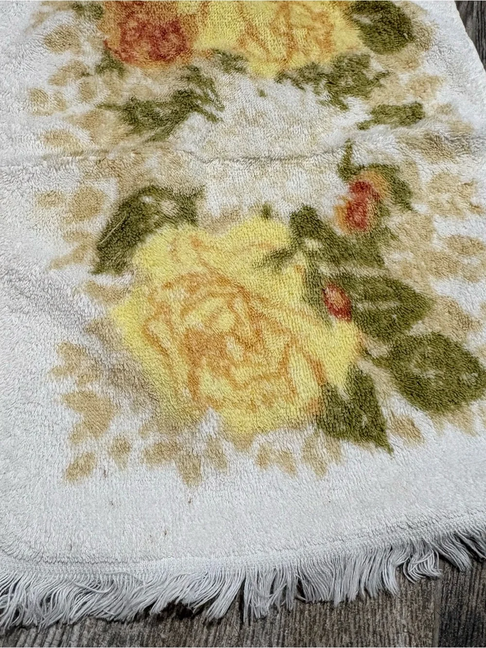 Vtg Cannon Floral Hand Towel Guest Towel Set Lot Of 3 1970s Fringe Yellow MCM